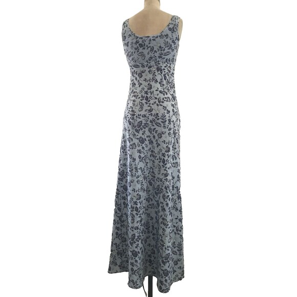 Vintage 90s Rampage Blue Floral Long Sleeveless Cottagecore Maxi Dress XS/S - Picture 5 of 6